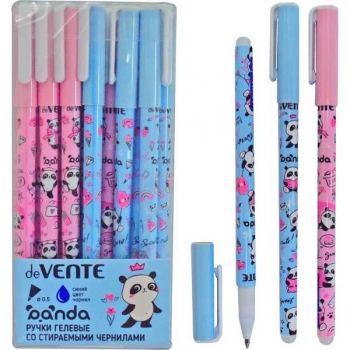 Ручка гелевая deVENTE, d=0,5 мм, Пиши-стирай Panda, с ластиком, ассорти, СИНЯЯ арт.5051110