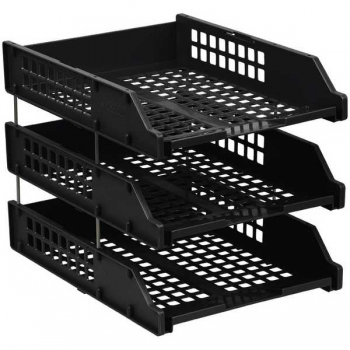 Лоток горизонтальный СТАММ Strong, набор 3 шт., на метал. стержнях, черный арт.ЛТГ-63795