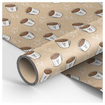 Бумага подарочная 70*100см крафт MESHU Morning coffee в рулонах, 70 г/м2, 1 лист арт.MS_46375