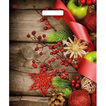 Мешок  новогодний 45х38см ПВД 60мкм ламинированный с вырубной ручкой, Зимняя калина арт.н00245522