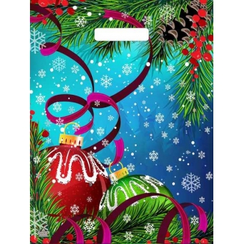 Мешок  новогодний 40х31см ПВД 60мкм глянцевый с вырубной ручкой, Яркий серпантин арт.н00245469