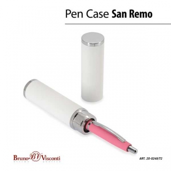 Ручка Bruno Visconti SAN REMO шарик.автомат.в круглом тубусе,1,0мм,синяя,корал.мет.корпус,белый футляр арт.20-0249/072