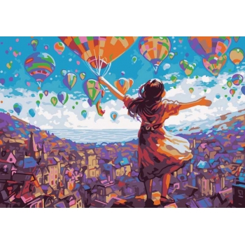 Набор для рисования по номерам, картина 20х28,5 см По крышам города (основа на карт, краски, кисть) арт.Кпн-283