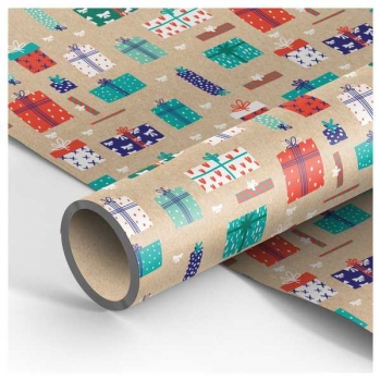 Бумага подарочная новогодняя 70*100см, MESHU крафт Favorite gifts в рулонах, 70 г/м2, 1 лист арт.MS_46374