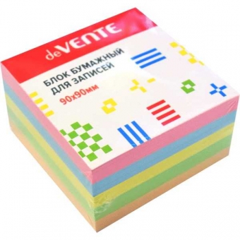 Блок для заметок цветной 9*9*5 deVENTE, непроклеенный, 5 цветов, 80 г/м2 арт.2012800