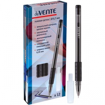 Ручка гелевая deVENTE Smoky, 0.7мм, прозр. корпус, резин.держ, черная арт. 5051609 Ручка гелевая deVENTE Smoky, 0.7мм, прозр. корпус, резин.держ, черная арт. 5051609