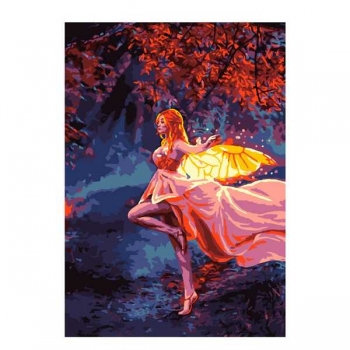 Набор для рисования по номерам, картина 20х28,5 см Лесная фея (основа на карт, краски, кисть) арт.Кпн-270