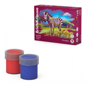 Гуашь ErichKrause Safari с УФ защитой яркости 12 цветов по 20 мл арт.61423