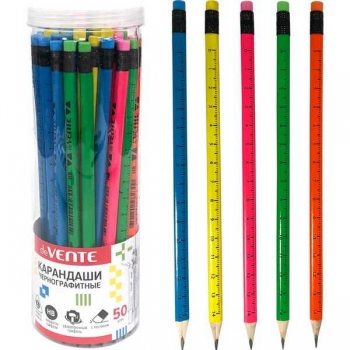 Карандаш deVENTE HB ч/гр. с ластиком, Ruler, трехгранный, заточенный арт.5032338