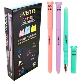 Ручка гелевая deVENTE Пиши-стирай Kitty, 0.7 мм, с ластиком, 3 диз. корпуса ассорти, синяя арт.5051320