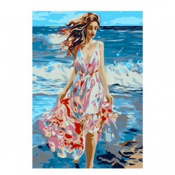 Набор для рисования по номерам, картина 20х28,5 см По волнам (основа на карт, краски, кисть) арт.Кпн-284