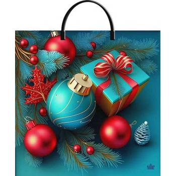 Мешок  новогодний 36х37см ПВД 100мкм с пластиковой ручкой, Шарики NEO  арт.н00246690