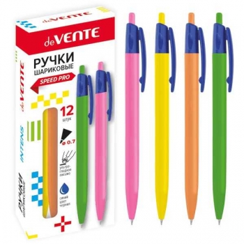 Ручка автоматическая deVENTE Intens, 0.7мм, серия Speed Pro, цветной корпус неон, синяя арт.5070811