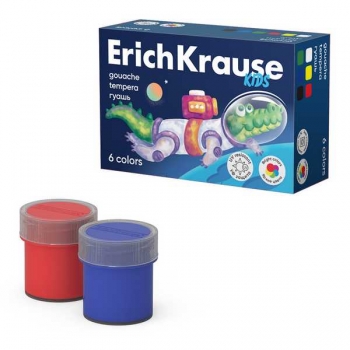 Гуашь ErichKrause Kids Space Animals с УФ защитой яркости 6 цветов по 20 мл арт.61408