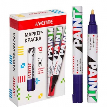 Маркер-краска deVENTE ФИОЛЕТОВЫЙ 2,8 мм, пулевидный наконечник, круглый алюминиевый корпус, нитро-основа арт.5043343