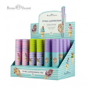 Ручка шариковая Bruno Visconti DreamWrite. Сахарный рожок в карт. тубе, 0.7мм, синяя, 3 вида арт.20-0264/12