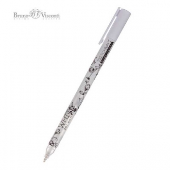 Ручка гелевая Bruno Visconti SketchArt  UniWrite.WHITE, 0.8мм, клип, белая арт.20-0312/03