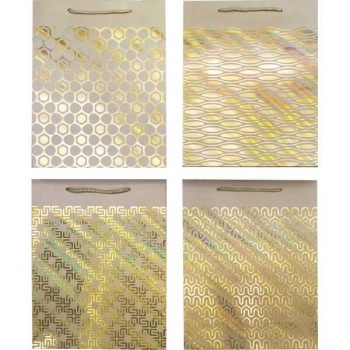 Пакет подарочный 26x32x10 см бумажный deVENTE Pure Gold, 210 г/м2, ассорти 4 дизайна арт. 9041407