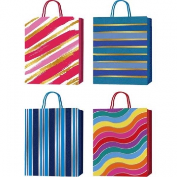 Пакет подарочный 26x32x10 см бумажный deVENTE Waves and Stripes, 210 г/м2, ассорти 4 дизайна арт. 9041404
