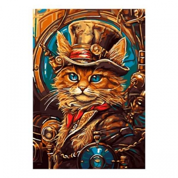 Набор для рисования по номерам, картина 20х28,5 см Кот-стимпанк (основа на карт, краски, кисть) арт.Кпн-322 Набор для рисования по номерам, картина 20х28,5 см Кот-стимпанк (основа на карт, краски, кисть) арт.Кпн-322