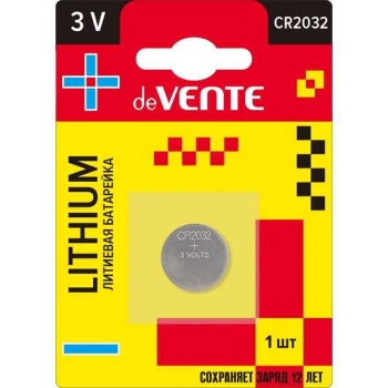 Батарейка deVENTE Lithium литиевая, CR2032, 3В, 1 шт в блистере арт.9010121