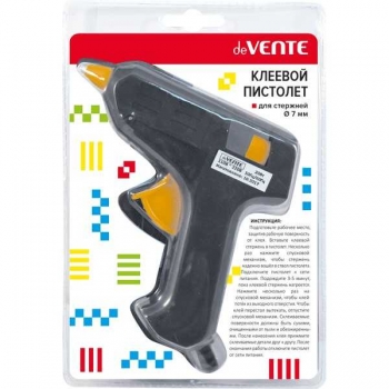 Клеевой пистолет deVENTE 20 Вт/7 мм, 2 стержня в комплекте, в блистере арт.4181500