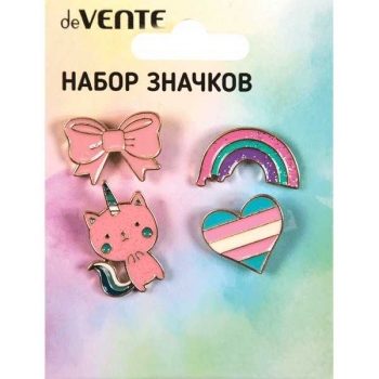 Набор значков deVENTE Kitty эмалированные (4 шт), р-р карточки 7,0*9,5см арт.8092114