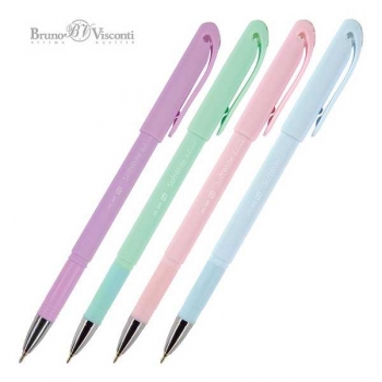 Ручка шариковая Bruno Visconti SoftWrite. Zefir, 0,5мм,чернила на масл.основе,грип, синяя,корпус ассорти арт.20-0205