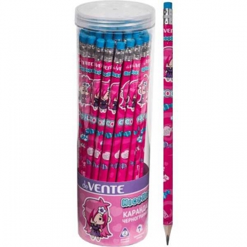 Карандаш deVENTE HB ч/гр. с ластиком, NicoNico:-), трехгранный, заточенный, розовый арт.5032308