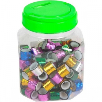 Лента клейкая декоративная deVENTE голографическая 12 ммх1 м, 40 мкм, ассорти в пласт. банке арт. 9040803