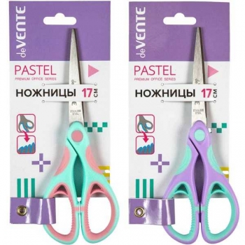 Ножницы deVENTE 17 см Pastel двухцветные прорезиненные кольца с лепестками, в карт. блист. арт.4091300