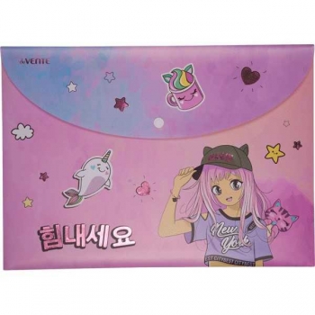 Папка-конверт А4 (335x235мм) на кнопке deVENTE Manga Girl, 300 мкм, арт. 3079311