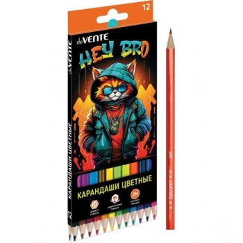 Карандаши deVENTE 12цв Hey Bro 2М, шестигранные, в картонной уп. арт.5022418