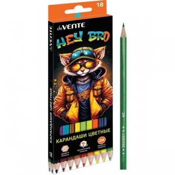 Карандаши deVENTE 18цв Hey Bro 2М, шестигранные, в картонной уп. арт.5023418