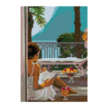 Алмазная мозаика LORI 21*30см Отдых на террасе (полное заполнение, без деревянного подрамника) арт.Ам-152