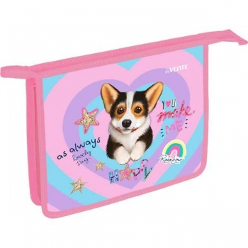 Папка д/тетр. А5 на молнии, картон/пластик, конгрев, фольга deVENTE Corgi (240*198*45мм) арт.8053458