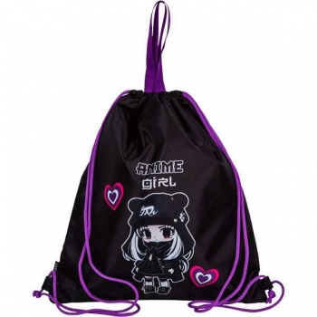 Мешок для обуви deVENTE 1-отделение 38x43 см, Anime Girl водоотталкивающ. ткань, верев. завязка арт. 7048467