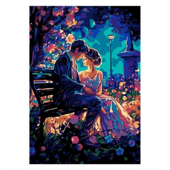 Набор для рисования по номерам, картина 20х28,5 см Пара на скамейке (основа на карт, краски, кисть) арт.Кпн-371 Набор для рисования по номерам, картина 20х28,5 см Пара на скамейке (основа на карт, краски, кисть) арт.Кпн-371