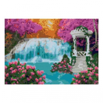 Алмазная мозаика LORI 21*30см Беседка у водопада (полное заполнение, без деревянного подрамника) арт.Ам-154