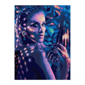 Алмазная мозаика LORI 30*40см Девушка в неоне (полное заполнение, без деревянного подрамника) арт.Ам-159