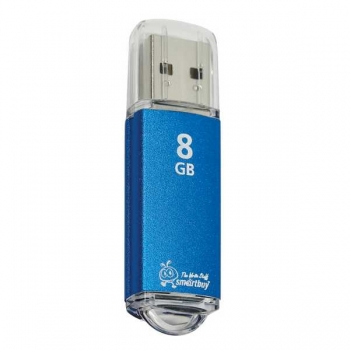 Карта памяти USB (флэш-накопитель)  8Gb Smartbuy V-Cut Blue с колпачком USB 2.0 Flash (мет. корпус), синяя арт.SB8GBVC-B