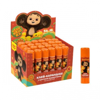 Клей-карандаш Мульти-Пульти Чебурашка, 15г, с цветным индикатором, ПВП арт.ЧБ_53184