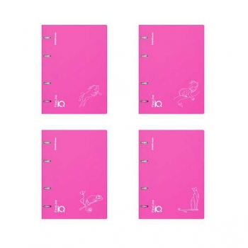 Тетрадь А5 100л на кольцах ErichKrause IQ FineLine Silhouette, пластиковая обложка, розовая, ассорти арт.60679