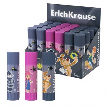 Клей-карандаш ErichKrause EasyStick Простоквашино 13г., ассорти, в карт. дисплее арт.60499