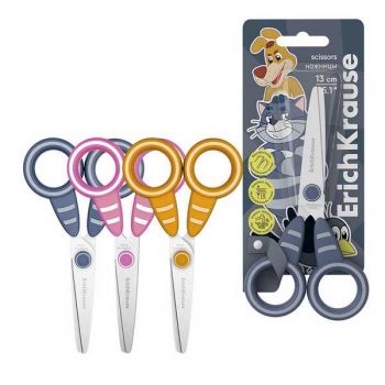 Ножницы ErichKrause Простоквашино 13см, ассорти блистер арт.60493