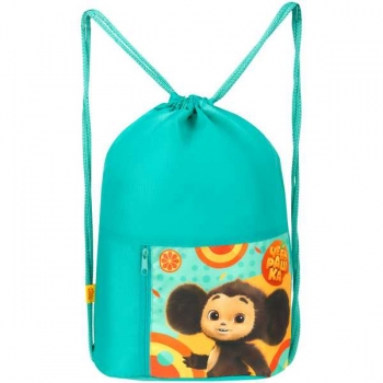 Мешок для обуви 1-отделение 340х420 мм Мульти-Пульти Чебурашка, карман на молнии арт.ЧБТ_53177