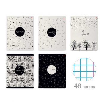 Тетрадь 48л в клетку Альт КОНТРАСТЫ, ассорти 5 видов арт.7-48-575