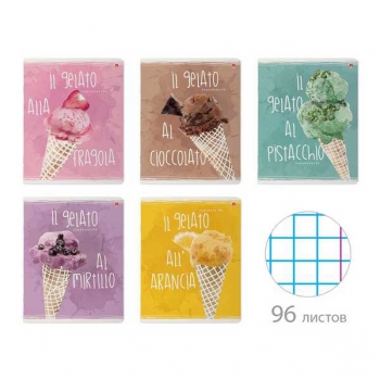 Тетрадь 96л в клетку Альт GELATO, ассорти 5 видов арт.7-96-1211