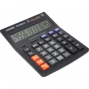 Калькулятор deVENTE DD-88812 12 разр., 2пит., двухуровн.память, 145*190*35мм, черный арт.4031332