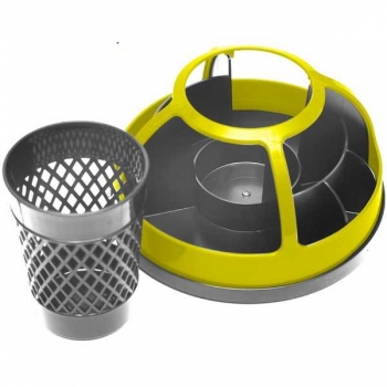 Подставка для канцелярских принадлежностей deVENTE Whirling 16*16*11 мм, черная с желтым арт.4102404